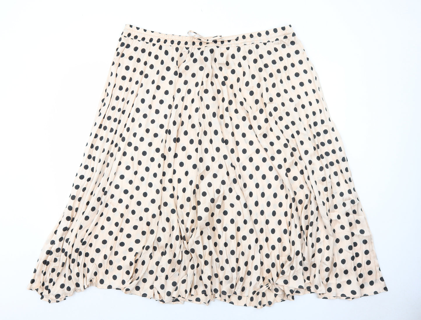 Marks and Spencer Womens Beige Polka Dot Polyester Swing Skirt Size 24