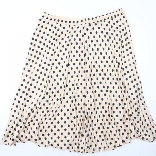 Marks and Spencer Womens Beige Polka Dot Polyester Swing Skirt Size 24