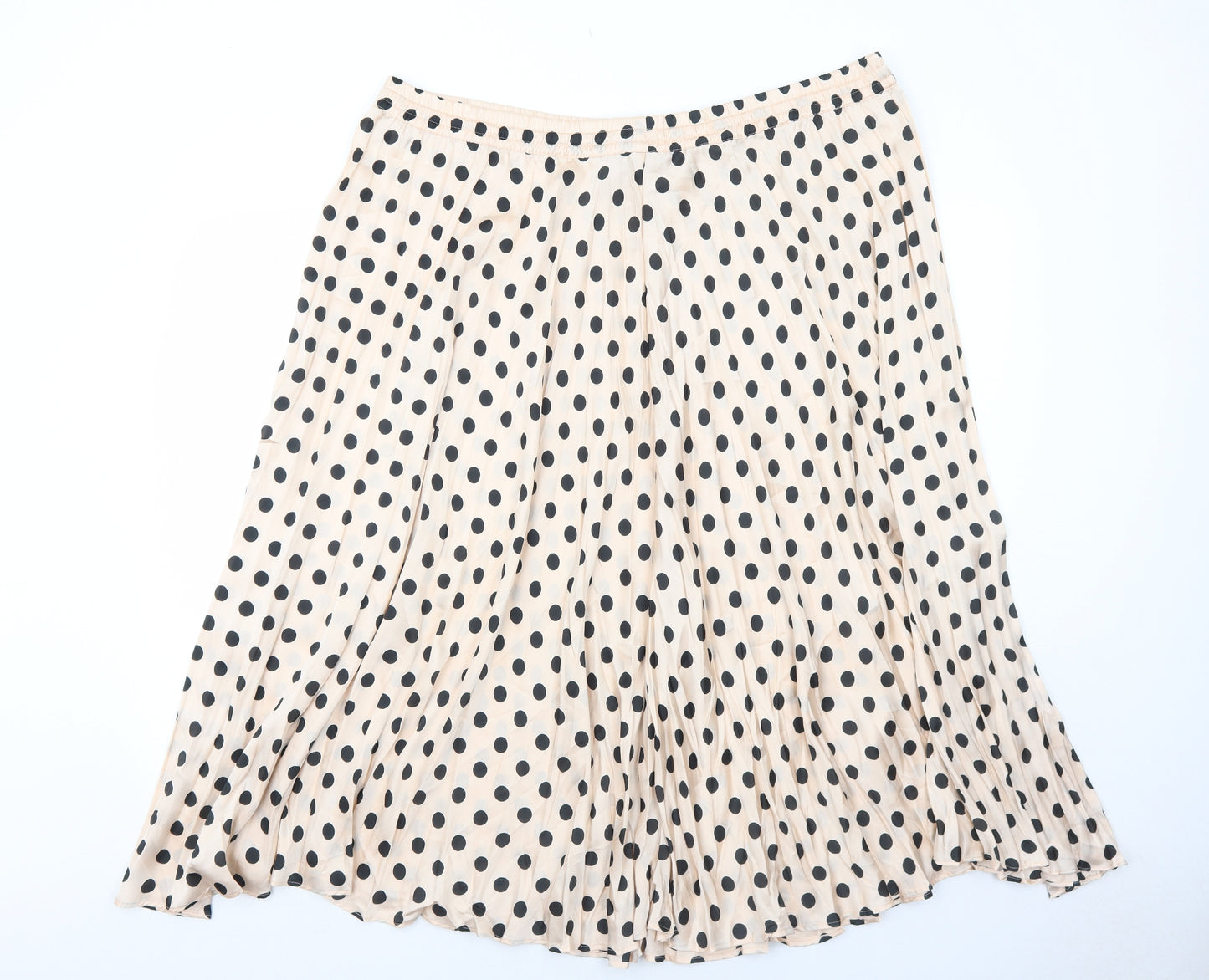 Marks and Spencer Womens Beige Polka Dot Polyester Swing Skirt Size 24