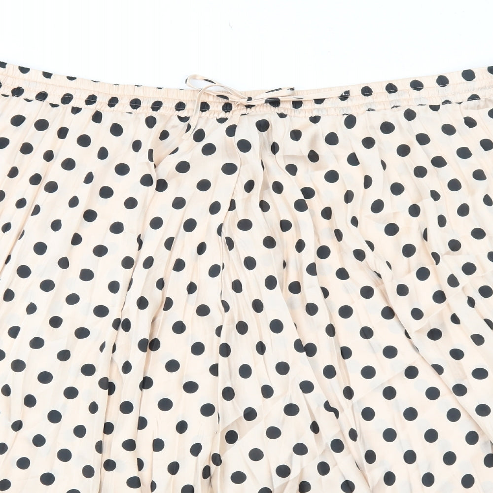 Marks and Spencer Womens Beige Polka Dot Polyester Swing Skirt Size 24