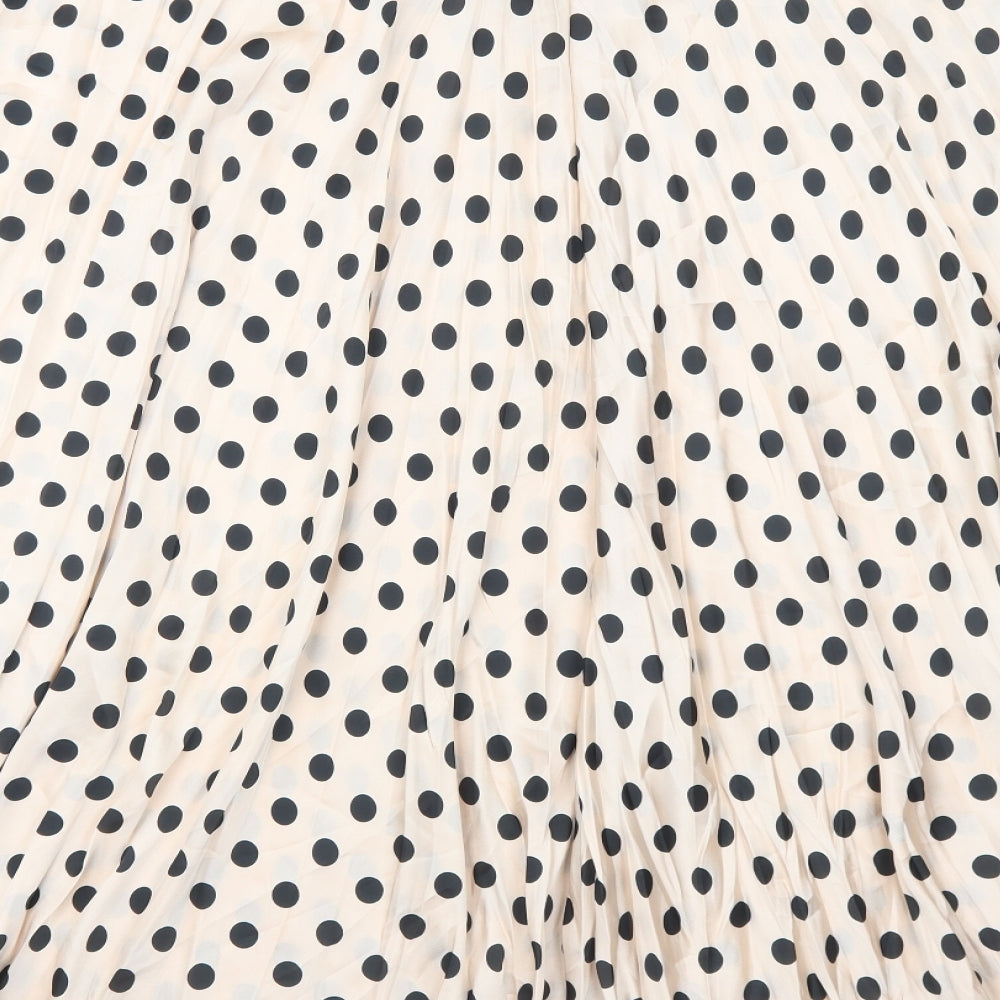 Marks and Spencer Womens Beige Polka Dot Polyester Swing Skirt Size 24