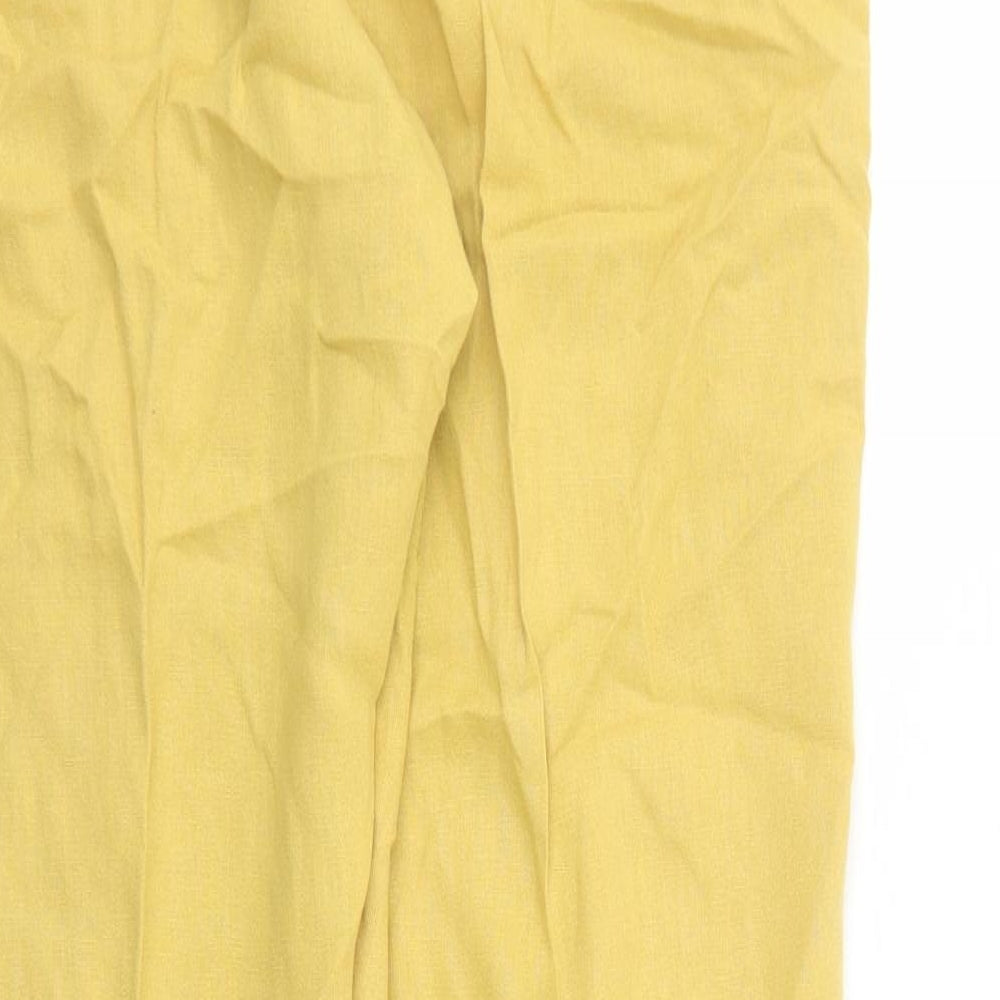 Marks and Spencer Womens Yellow Linen Trousers Size 14 Regular Drawstring