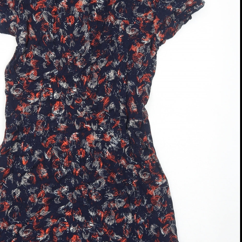 Apricot Womens Blue Geometric Viscose Shirt Dress Size 12 Collared Button