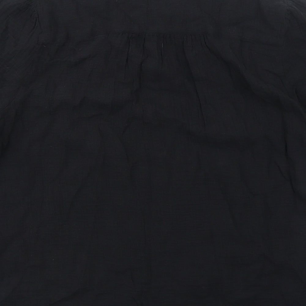 Marks and Spencer Womens Black Cotton Basic Blouse Size 16 Round Neck