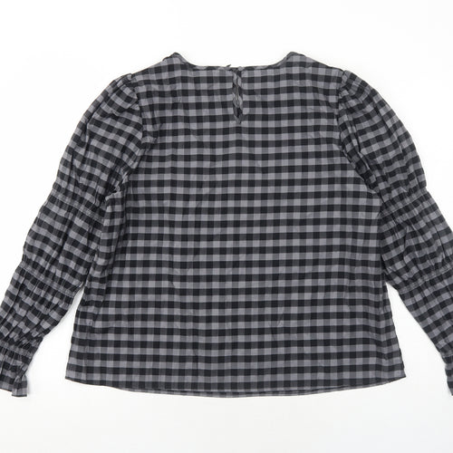 Marks and Spencer Womens Grey Geometric Polyester Basic Blouse Size 16 Round Neck