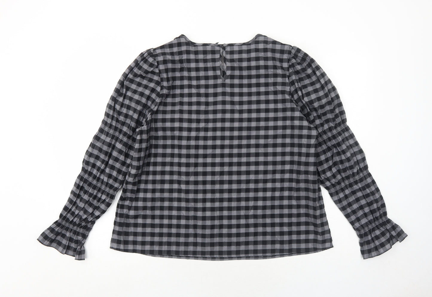 Marks and Spencer Womens Grey Geometric Polyester Basic Blouse Size 16 Round Neck