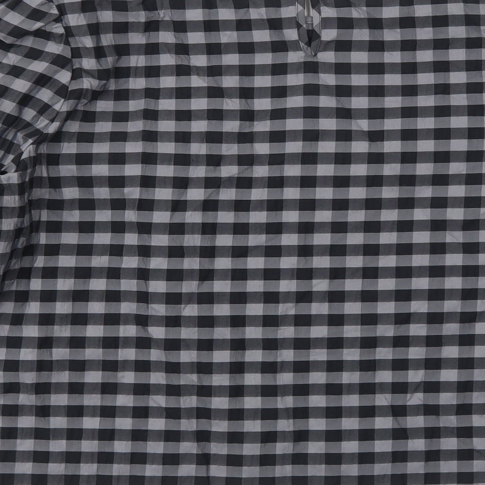 Marks and Spencer Womens Grey Geometric Polyester Basic Blouse Size 16 Round Neck