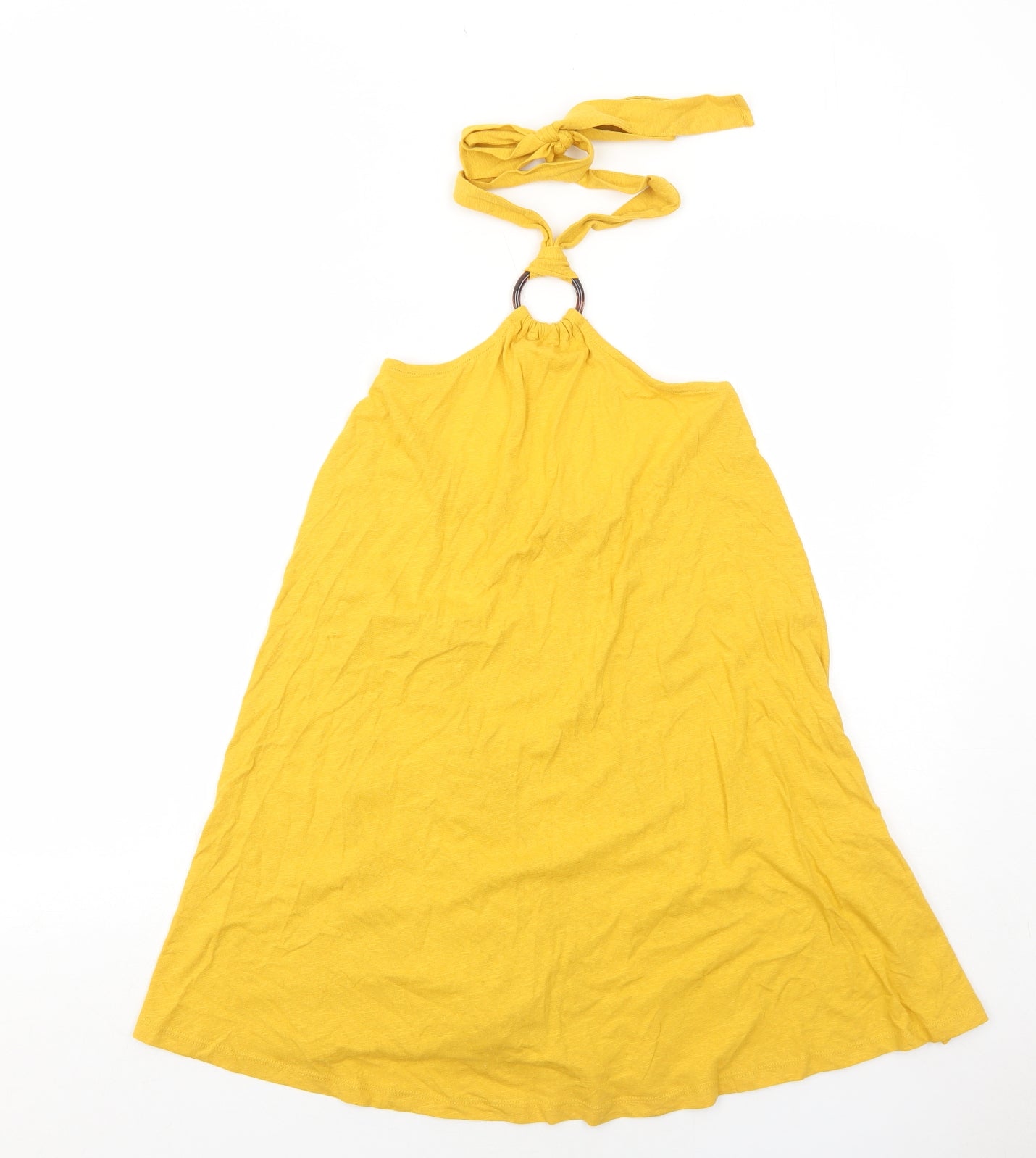 ASOS Womens Yellow Cotton Trapeze & Swing Size 6 Halter Tie