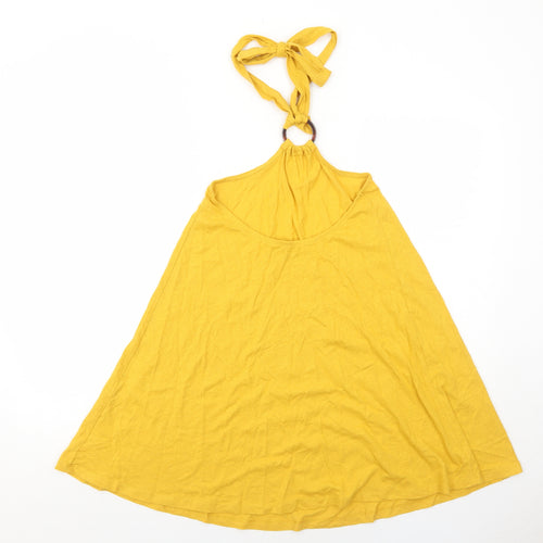 ASOS Womens Yellow Cotton Trapeze & Swing Size 6 Halter Tie
