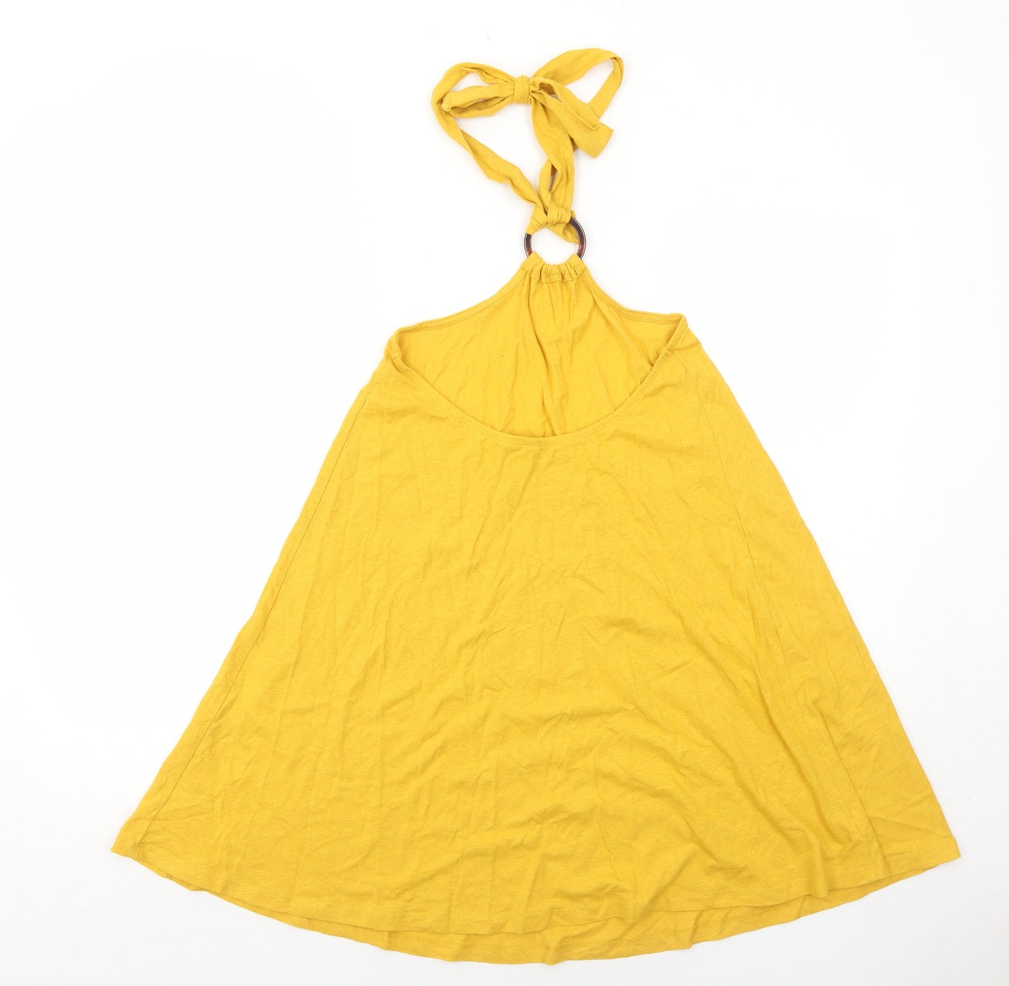 ASOS Womens Yellow Cotton Trapeze & Swing Size 6 Halter Tie