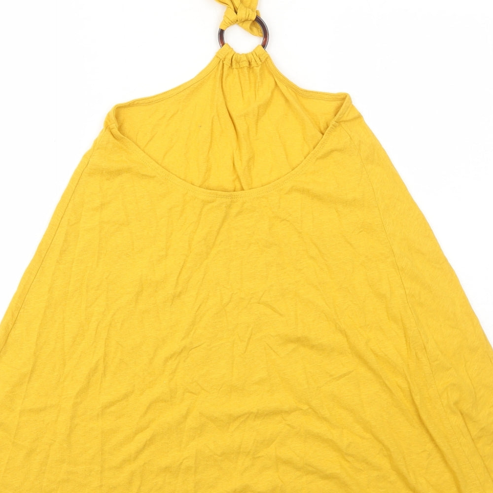 ASOS Womens Yellow Cotton Trapeze & Swing Size 6 Halter Tie