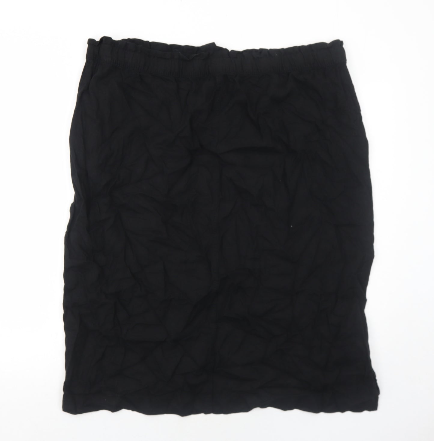 Marks and Spencer Womens Black Linen A-Line Skirt Size 22 Drawstring