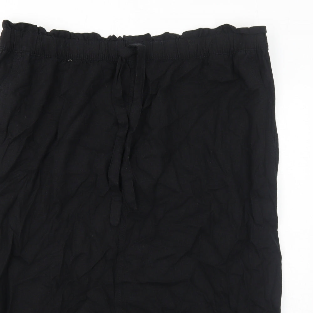 Marks and Spencer Womens Black Linen A-Line Skirt Size 22 Drawstring