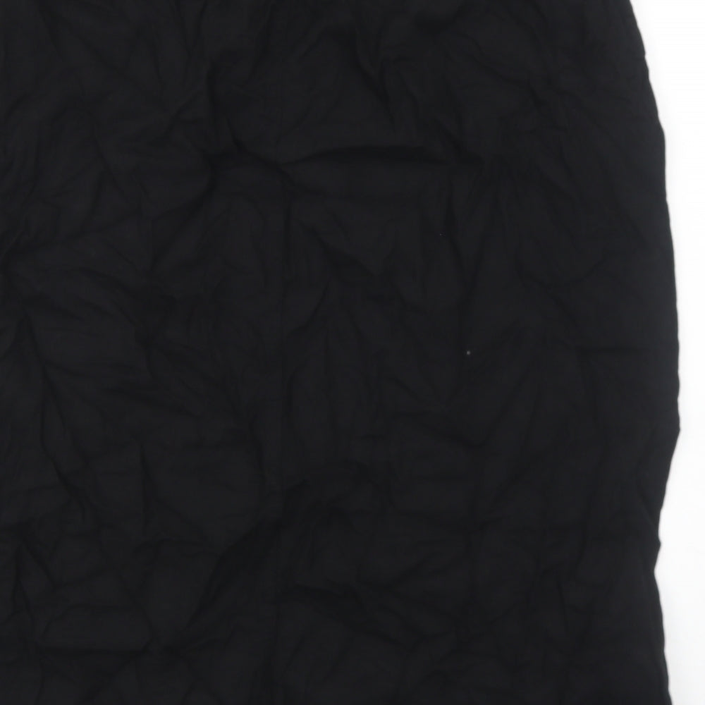 Marks and Spencer Womens Black Linen A-Line Skirt Size 22 Drawstring