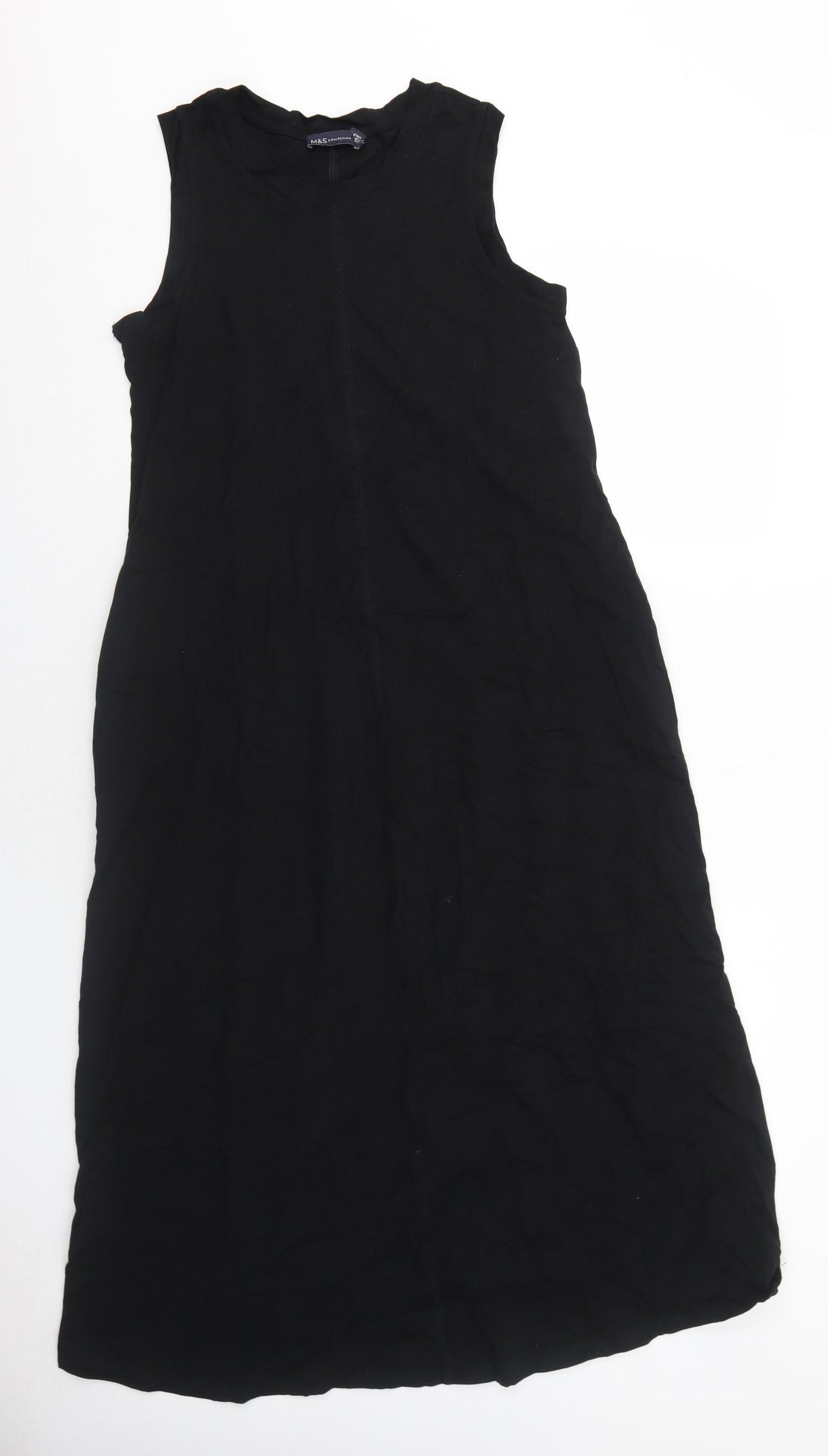 Marks and Spencer Womens Black Cotton A-Line Size 12 Round Neck Pullover