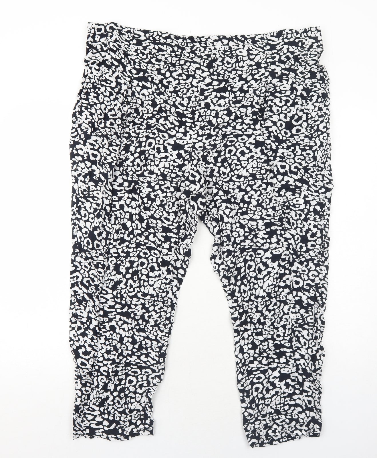 Marks and Spencer Womens Black Animal Print Viscose Trousers Size 22 Regular - Leopard Pattern