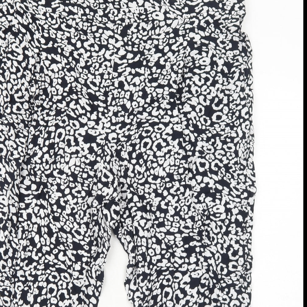 Marks and Spencer Womens Black Animal Print Viscose Trousers Size 22 Regular - Leopard Pattern