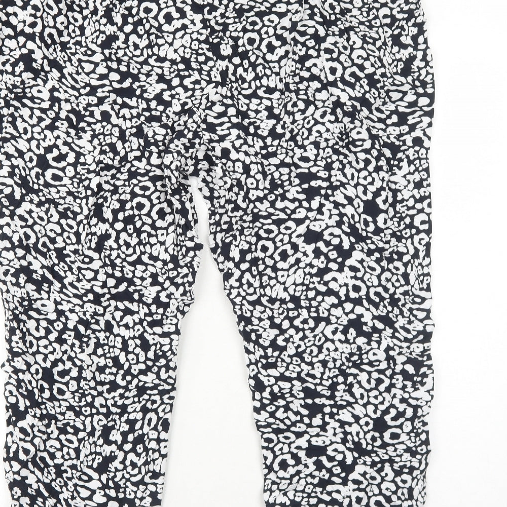 Marks and Spencer Womens Black Animal Print Viscose Trousers Size 22 Regular - Leopard Pattern