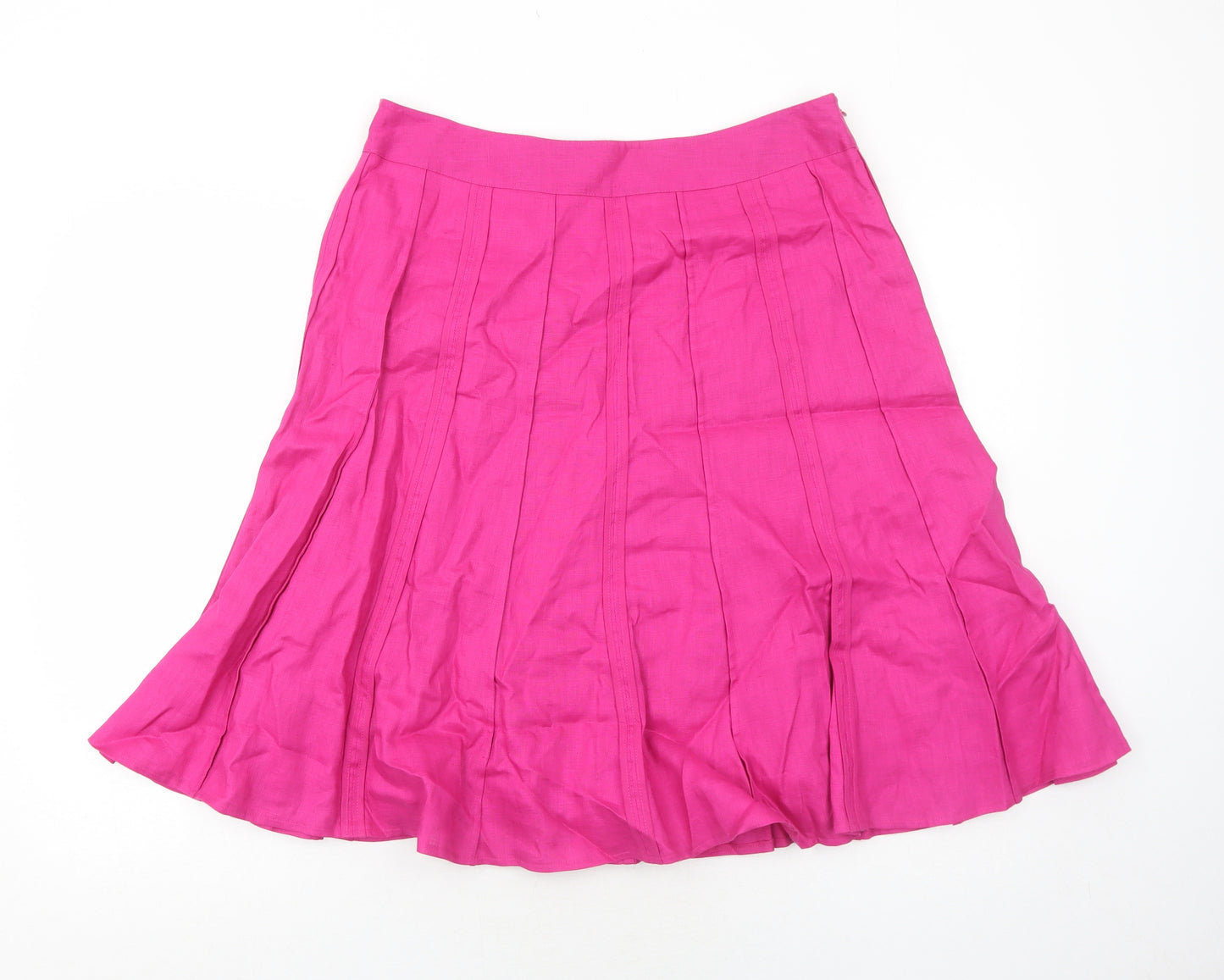 Linea Womens Pink Linen Swing Skirt Size 14 Zip