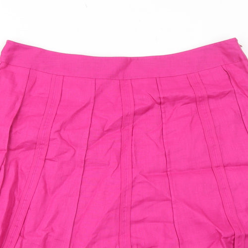 Linea Womens Pink Linen Swing Skirt Size 14 Zip