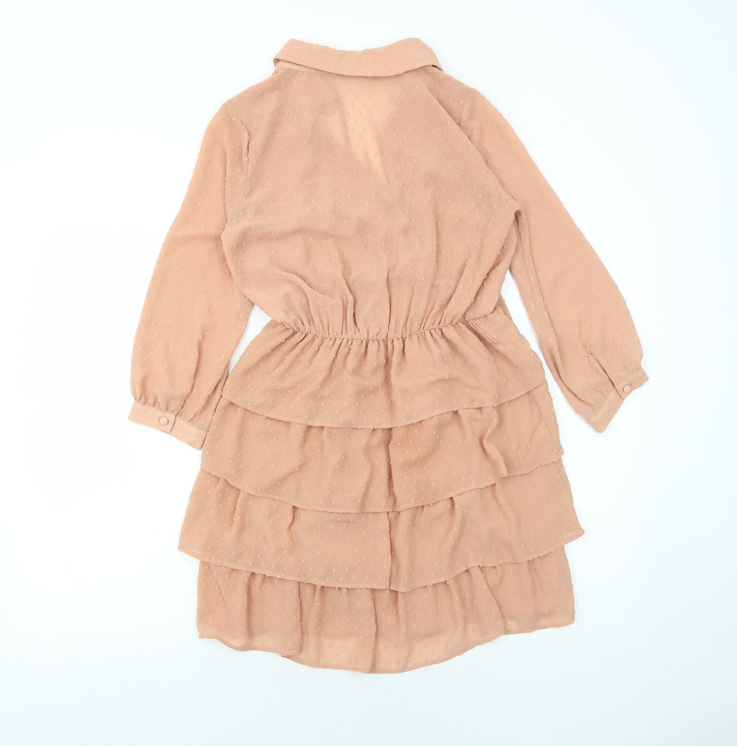 Zara Womens Beige Polyester Shirt Dress Size XS Collared Pullover
