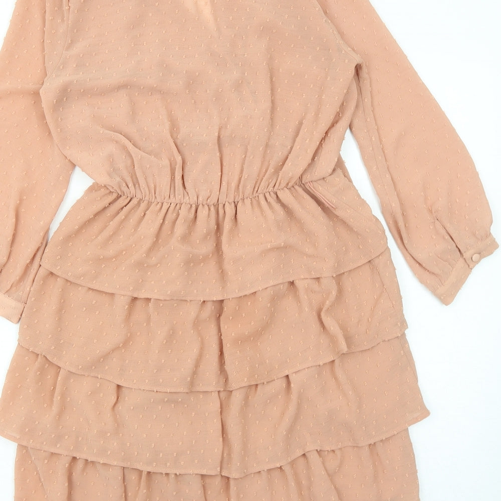 Zara Womens Beige Polyester Shirt Dress Size XS Collared Pullover