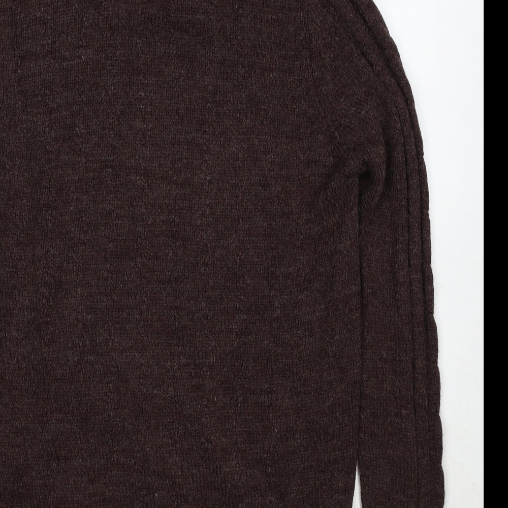 Industrialize Mens Brown Collared Acrylic Pullover Jumper Size M Long Sleeve