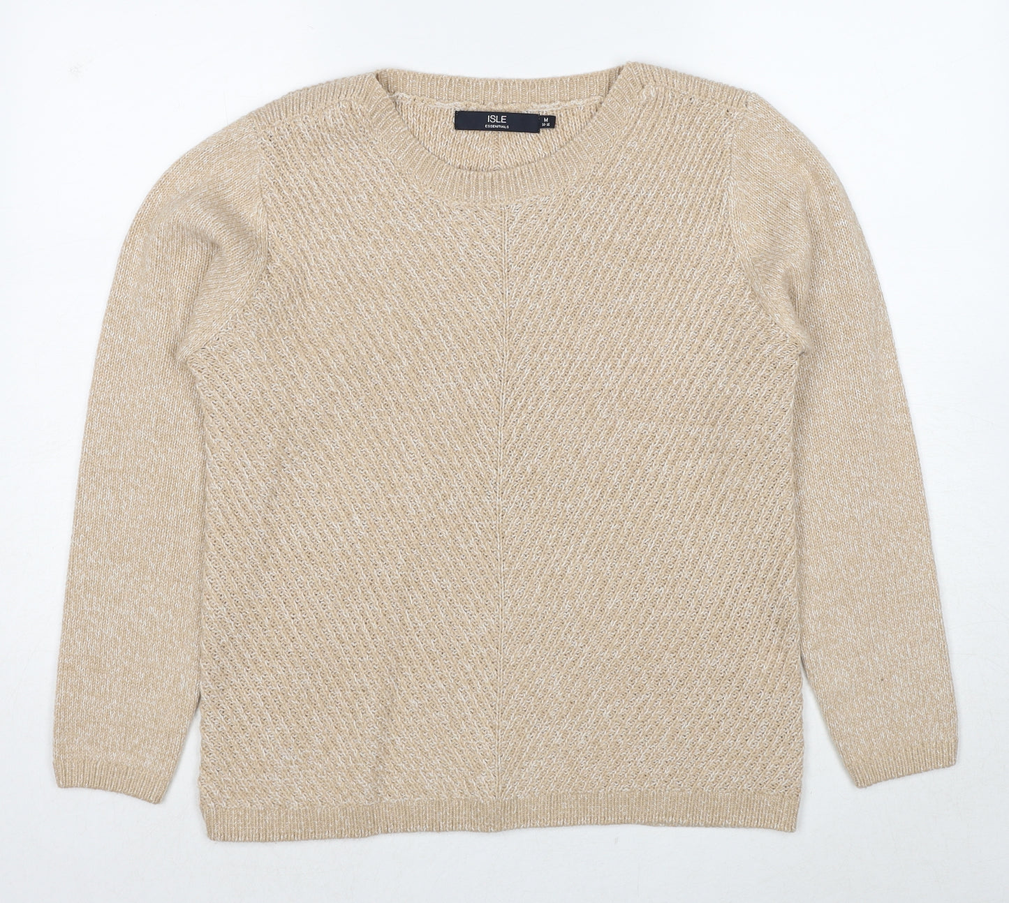 EWM Womens Beige Round Neck Acrylic Pullover Jumper Size 14 - Size 14-16