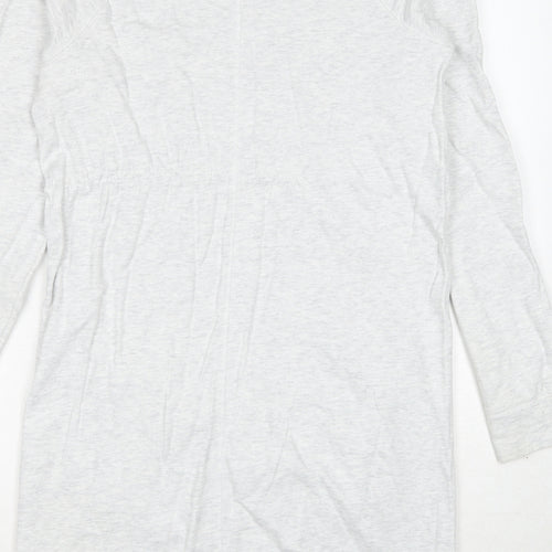 NEXT Womens Grey Geometric Cotton Jumper Dress Size 10 Round Neck Pullover
