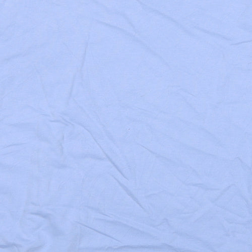 Marks and Spencer Womens Blue Cotton Basic Blouse Size 16 Round Neck - Broderie Anglaise
