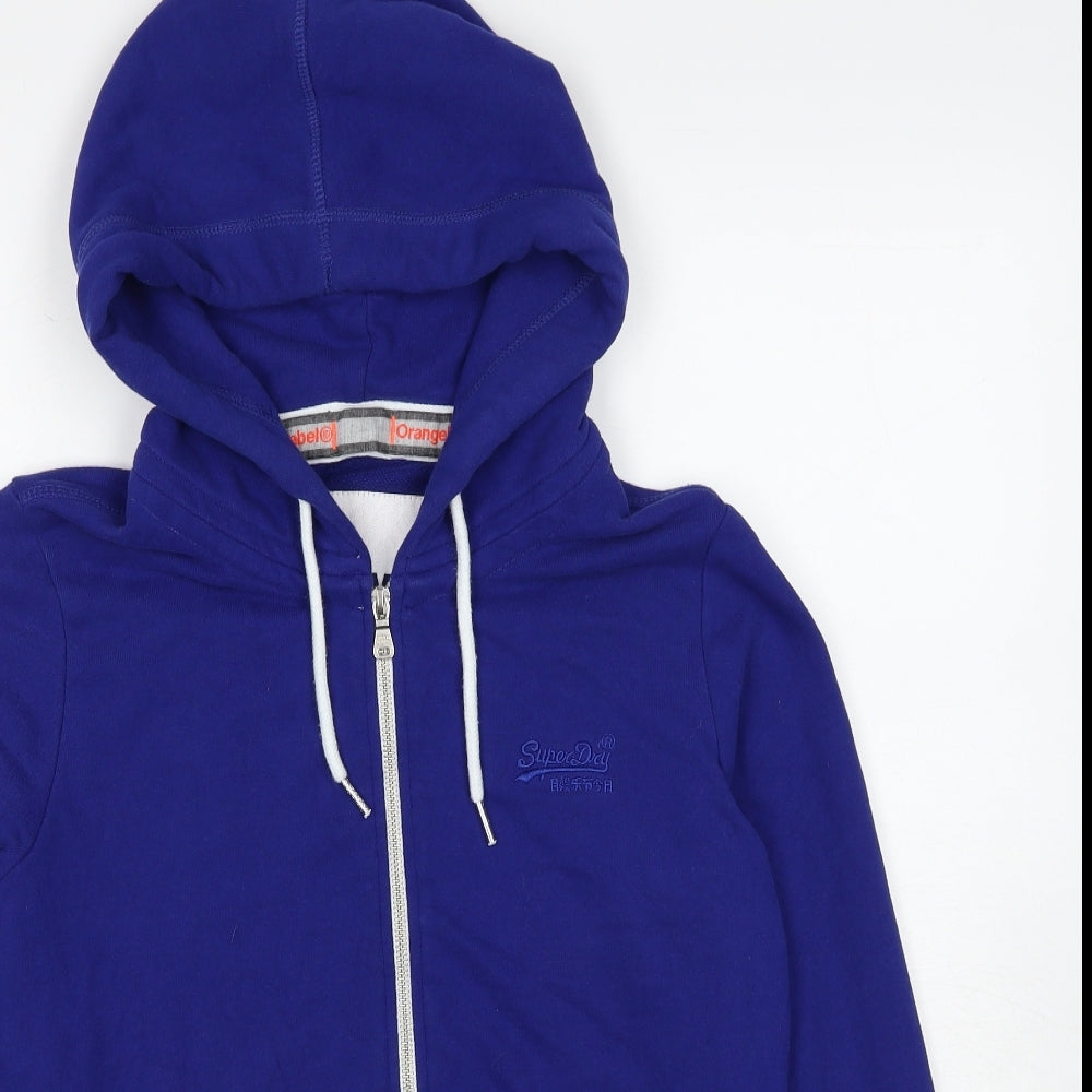 Superdry Womens Blue Round Neck Cotton Full Zip Jumper Size L
