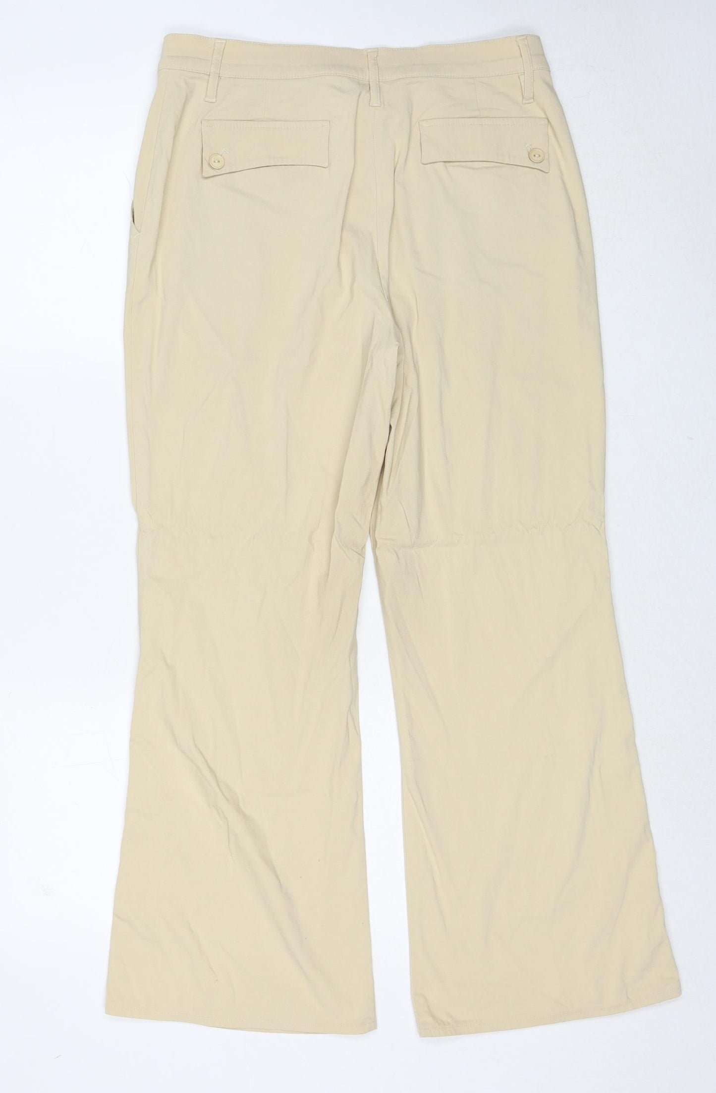 Marks and Spencer Womens Beige Viscose Trousers Size 12 Regular Zip