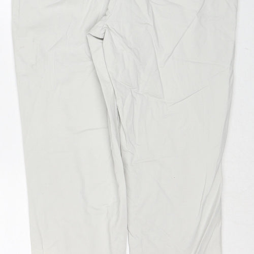 Bonmarché Womens Grey Cotton Chino Trousers Size 14 Regular Zip