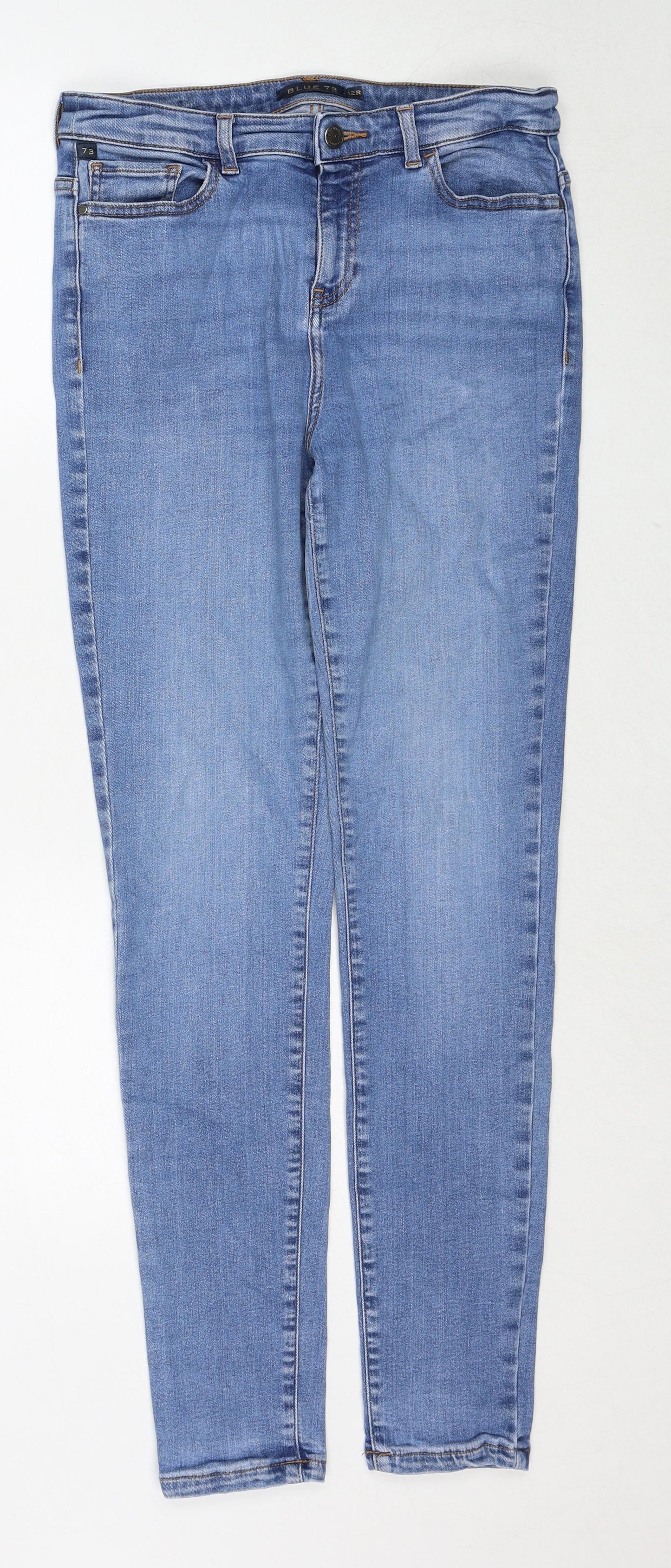 Monsoon Womens Blue Cotton Skinny Jeans Size 12 Regular Zip