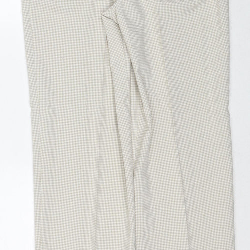 Marks and Spencer Womens Beige Check Viscose Trousers Size 12 Regular