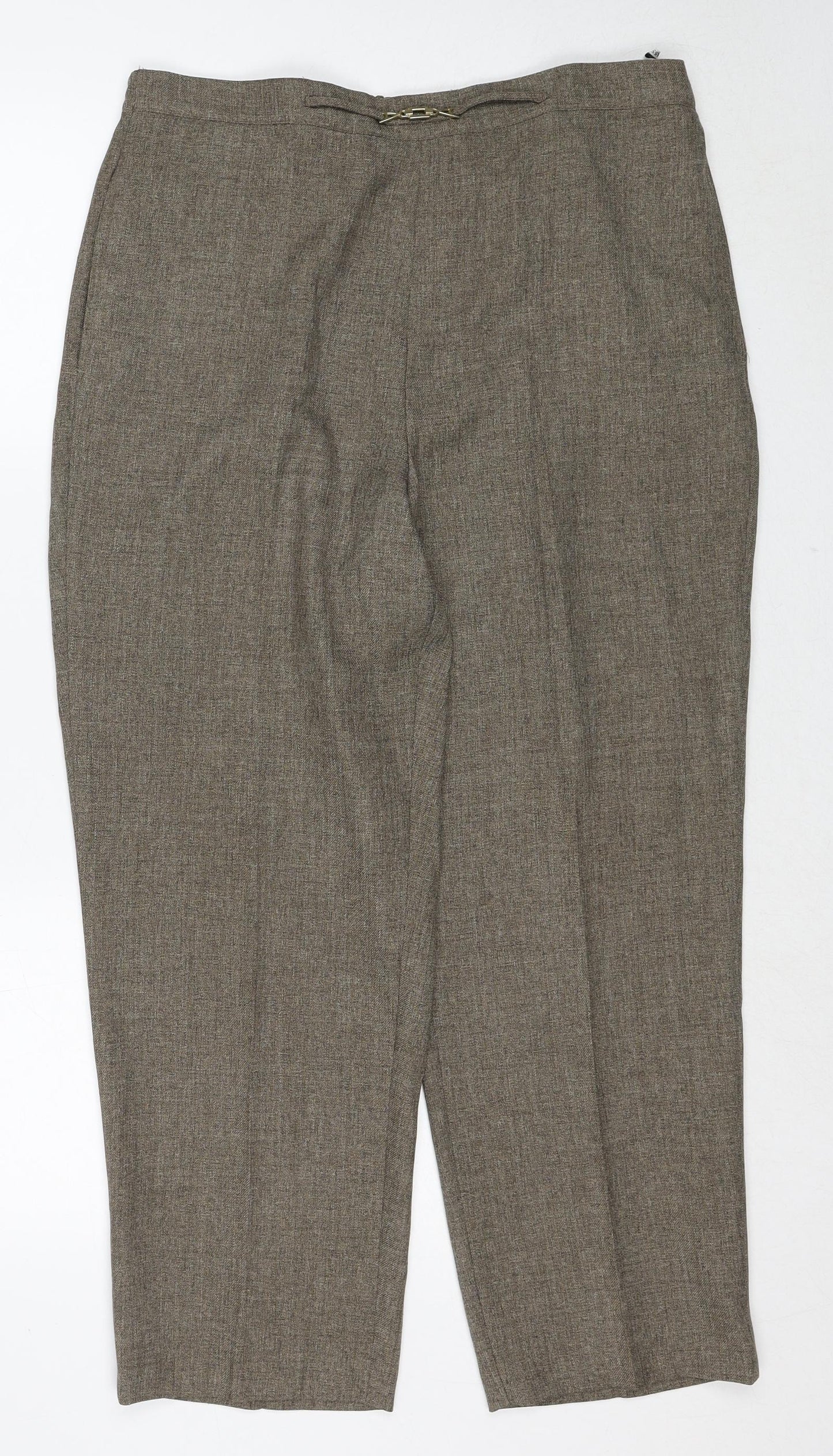 BHS Womens Brown Polyester Trousers Size 14 Regular