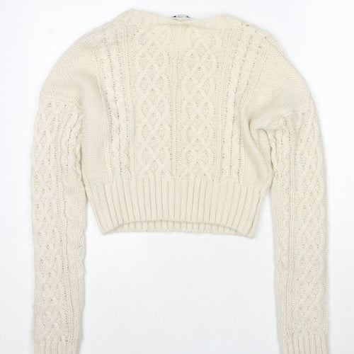 M&Co Girls Ivory Boat Neck Acrylic Pullover Jumper Size 13-14 Years Pullover