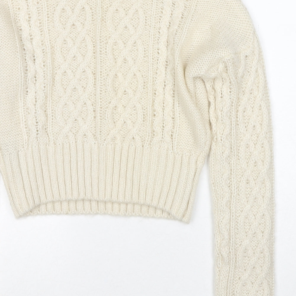 M&Co Girls Ivory Boat Neck Acrylic Pullover Jumper Size 13-14 Years Pullover