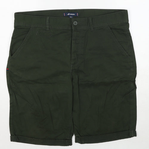 Kangol Mens Green Cotton Chino Shorts Size L Regular Zip