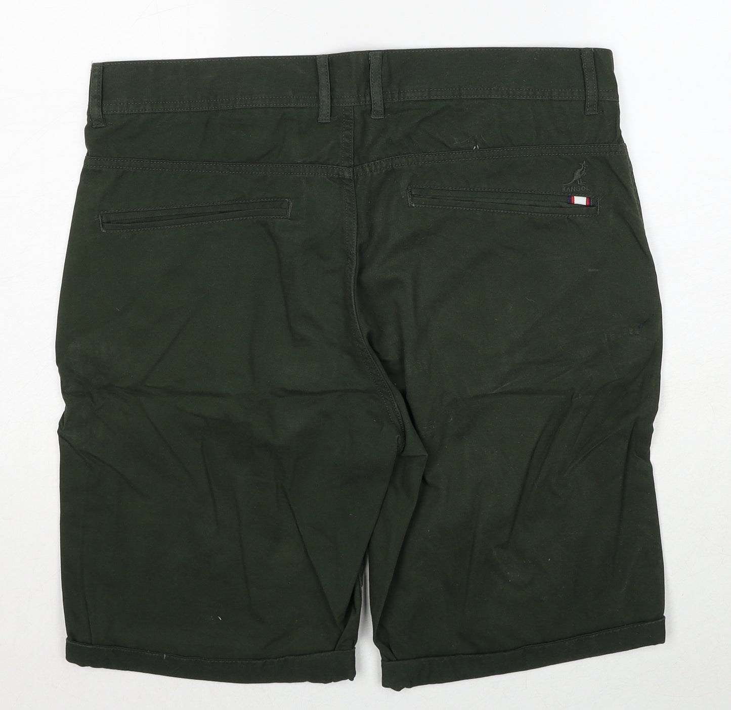 Kangol Mens Green Cotton Chino Shorts Size L Regular Zip