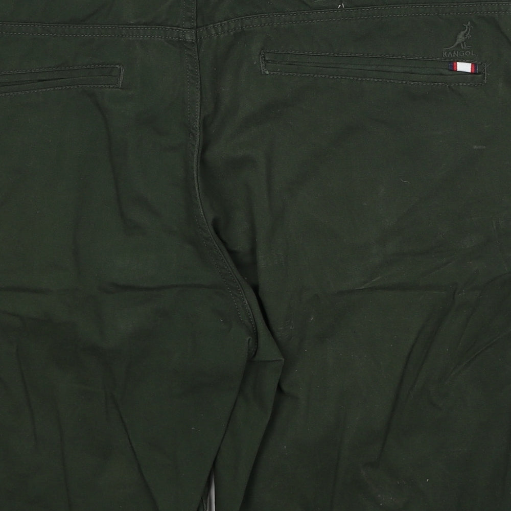 Kangol Mens Green Cotton Chino Shorts Size L Regular Zip