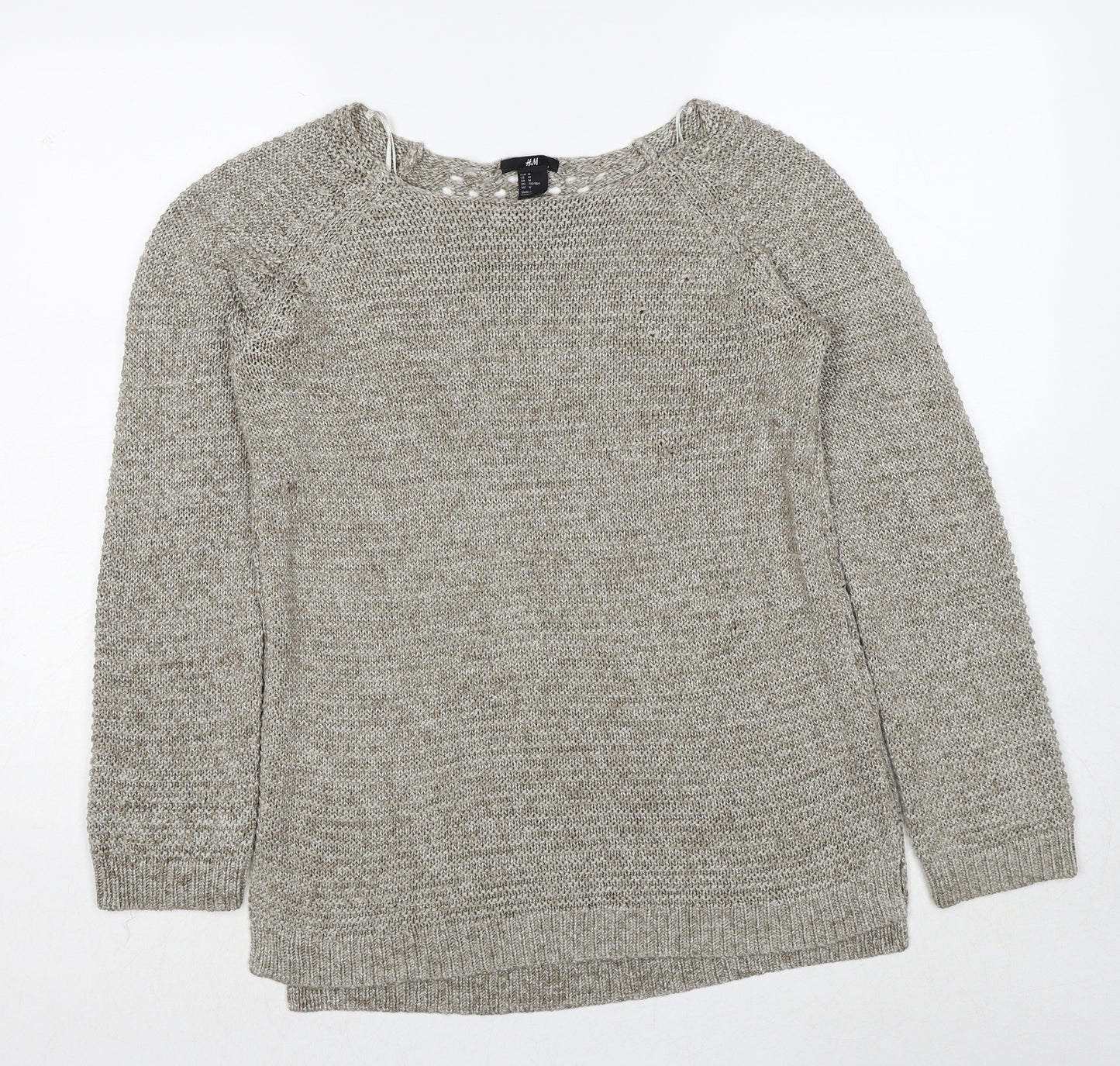H&M Womens Beige Round Neck Acrylic Pullover Jumper Size M