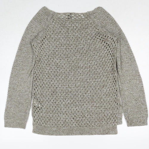 H&M Womens Beige Round Neck Acrylic Pullover Jumper Size M