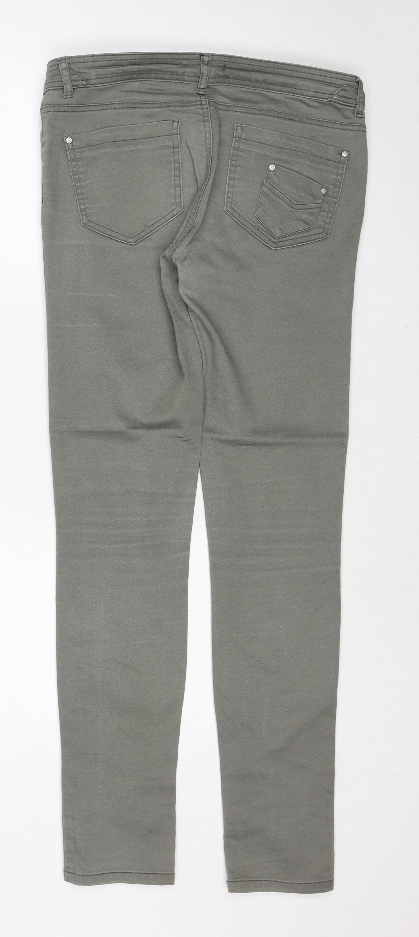 Piaza Italia Womens Grey Cotton Skinny Jeans Size 16 Regular Zip