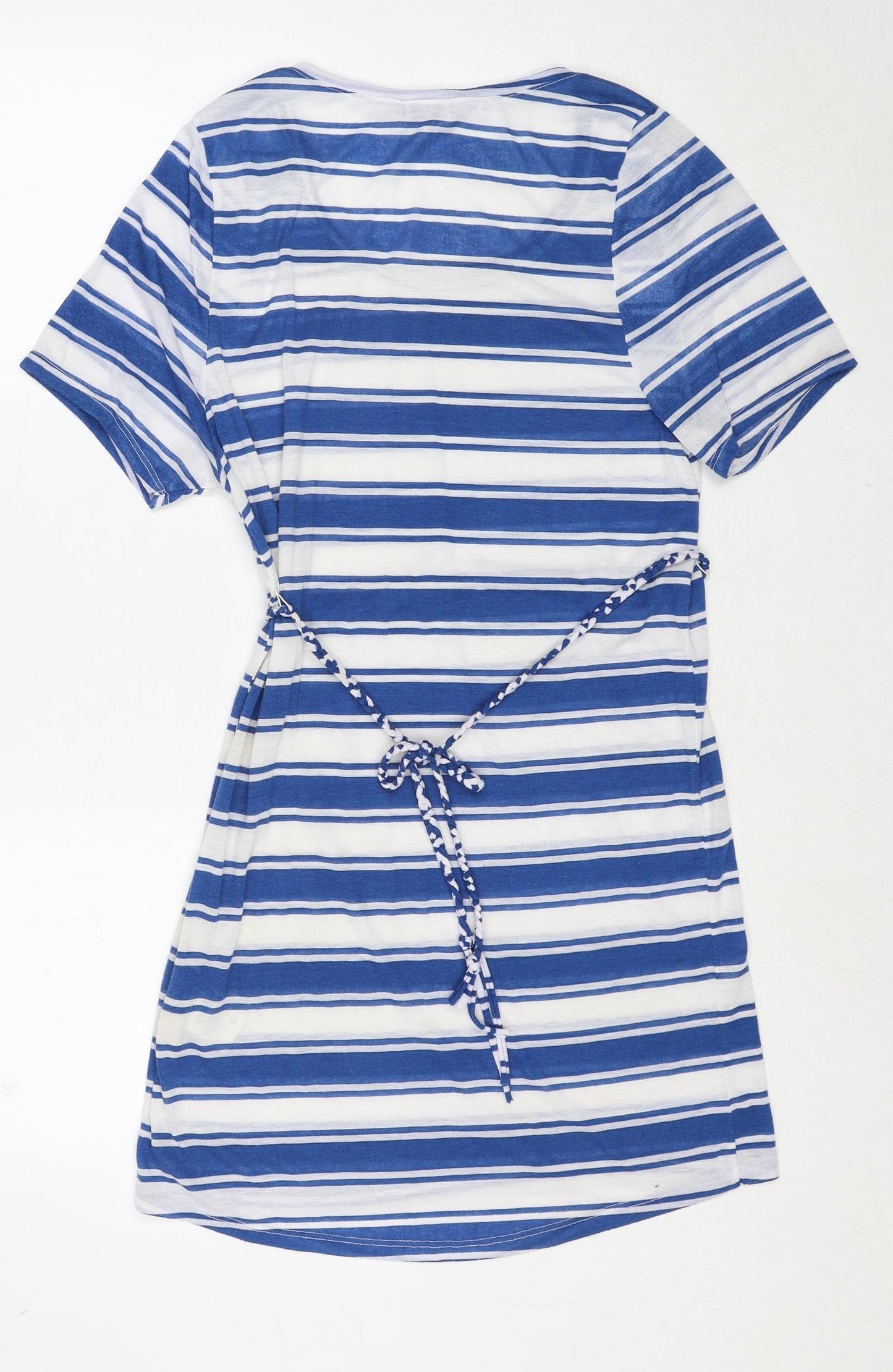 H&M Womens Blue Striped Polyester T-Shirt Dress Size S Round Neck Pullover