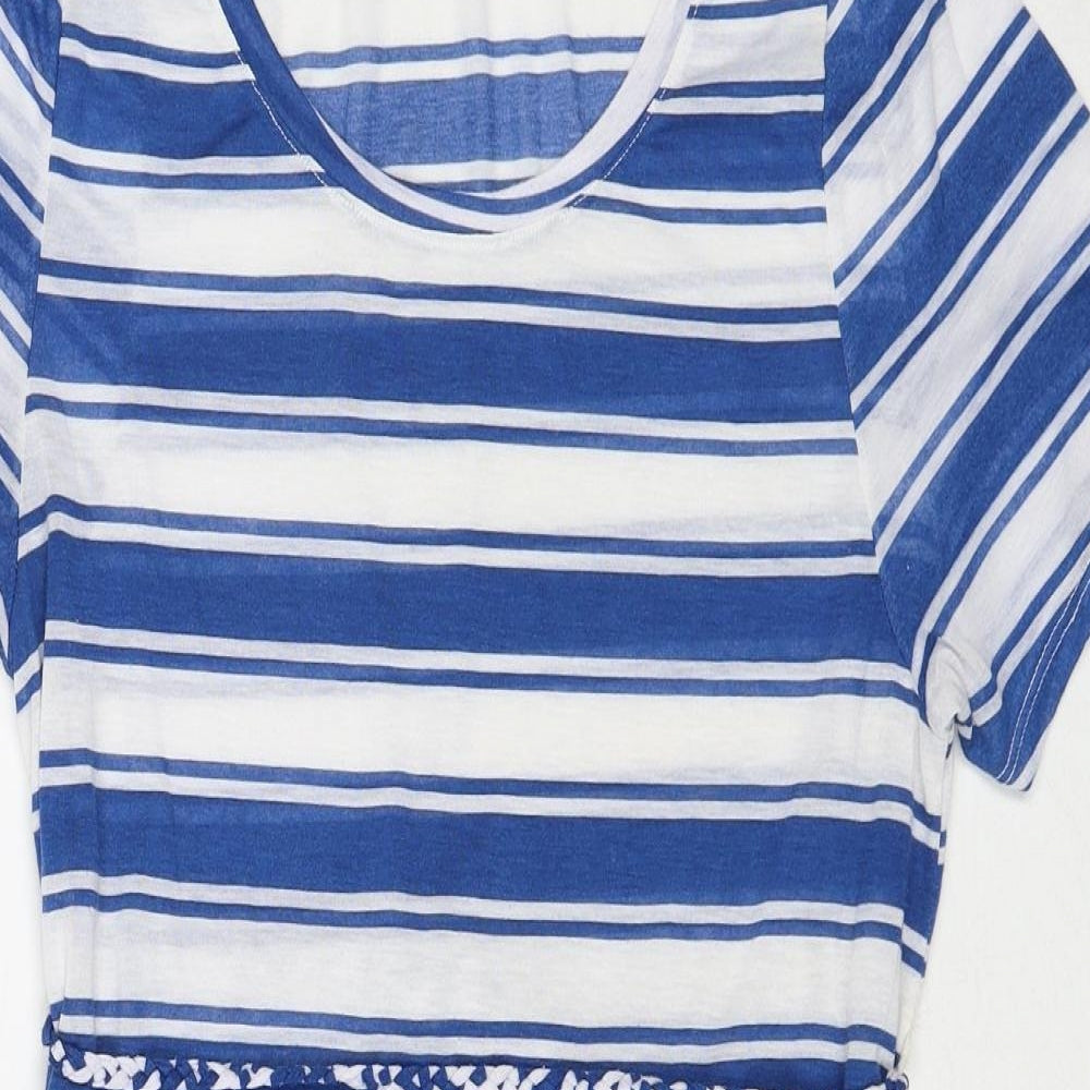 H&M Womens Blue Striped Polyester T-Shirt Dress Size S Round Neck Pullover