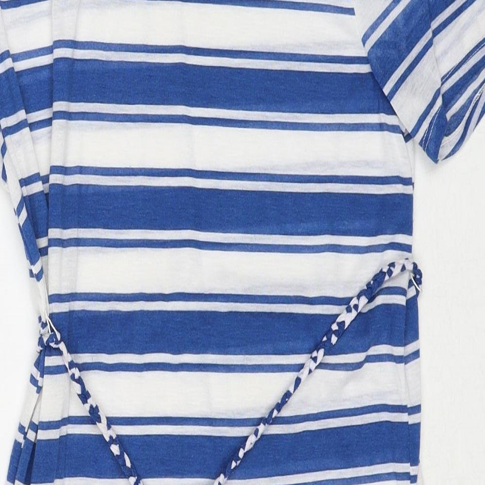 H&M Womens Blue Striped Polyester T-Shirt Dress Size S Round Neck Pullover