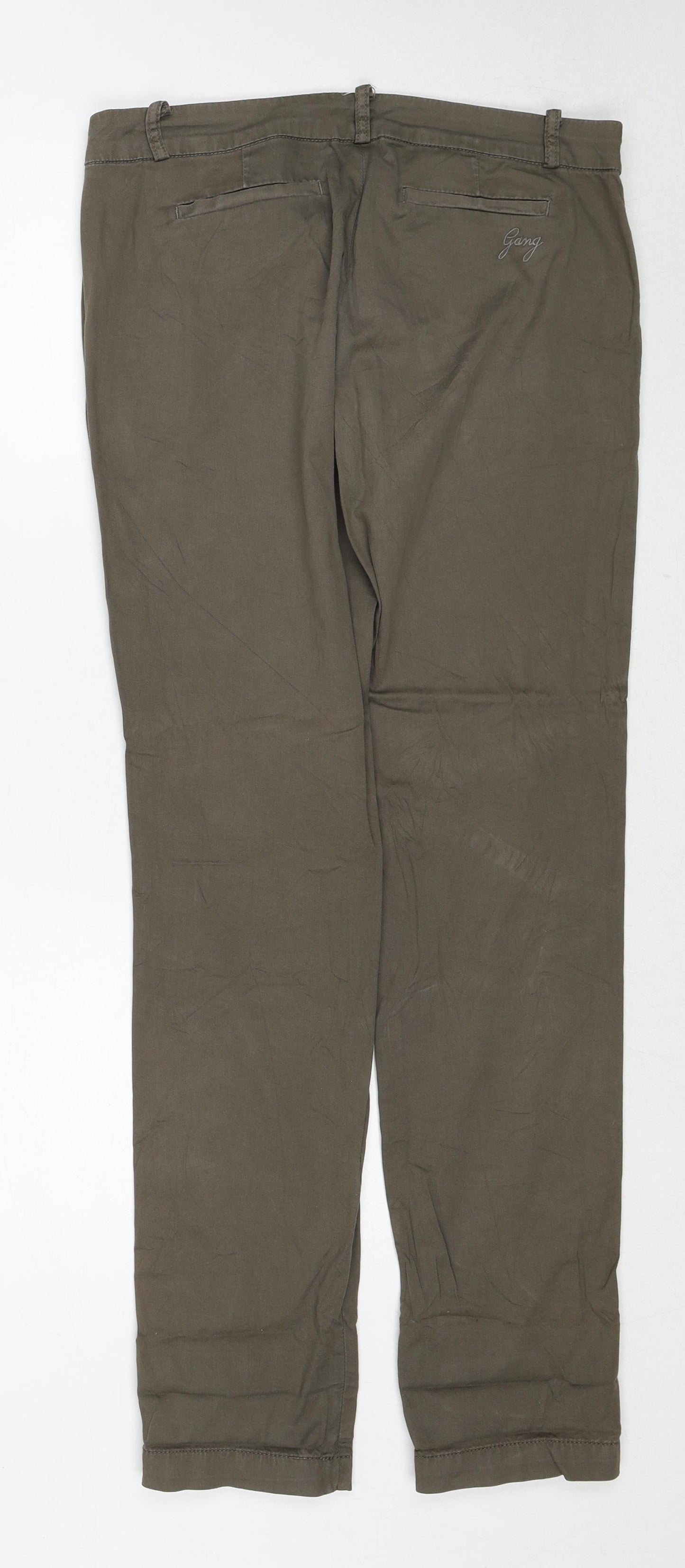 Gang Womens Brown Cotton Trousers Size 29 Regular Zip