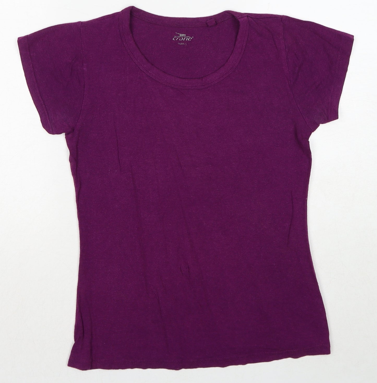 Crane Womens Purple Polyester Basic T-Shirt Size S Round Neck