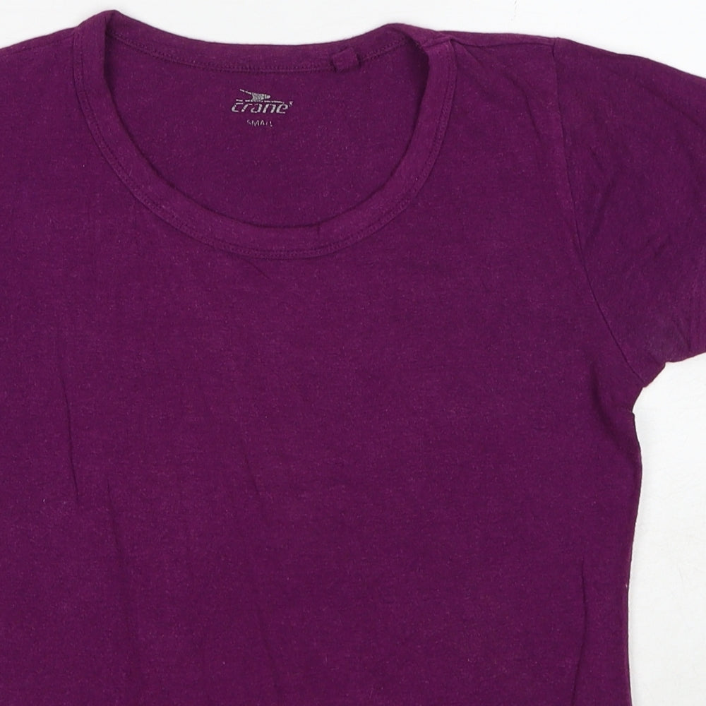 Crane Womens Purple Polyester Basic T-Shirt Size S Round Neck